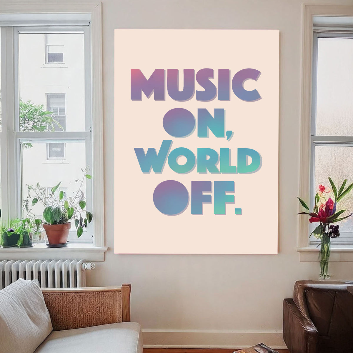 Music On World Off Printable Wall Art Poster