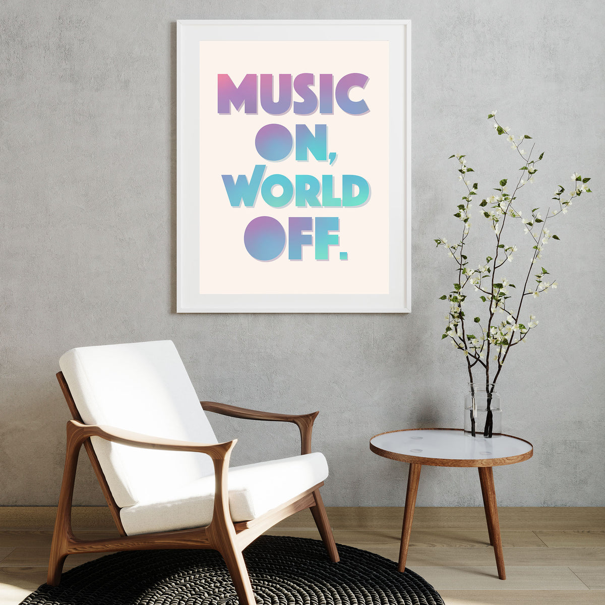 Music On World Off Printable Wall Art Poster