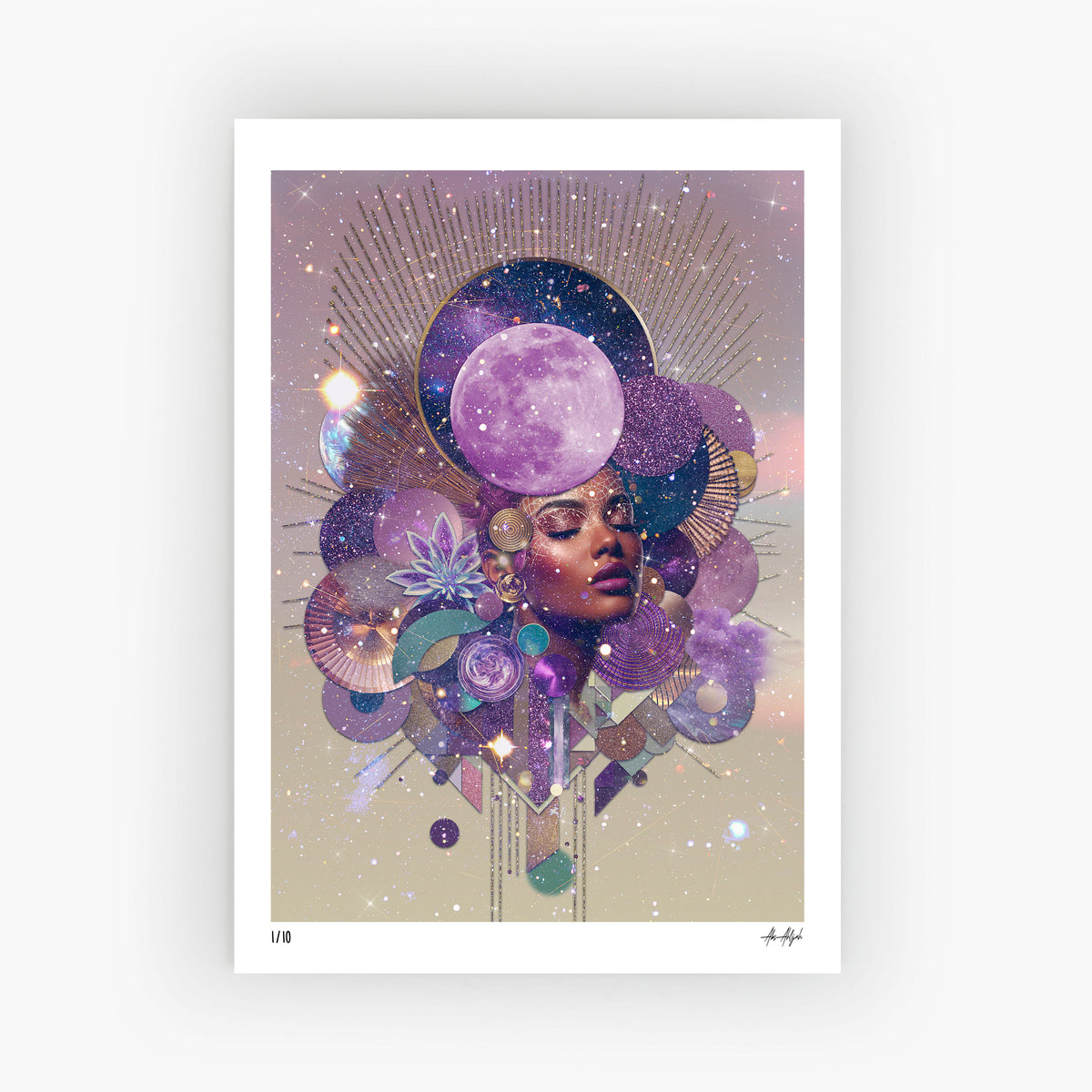 Selah - Goddess of the Violet Moon & Sacred Stars Giclée Print