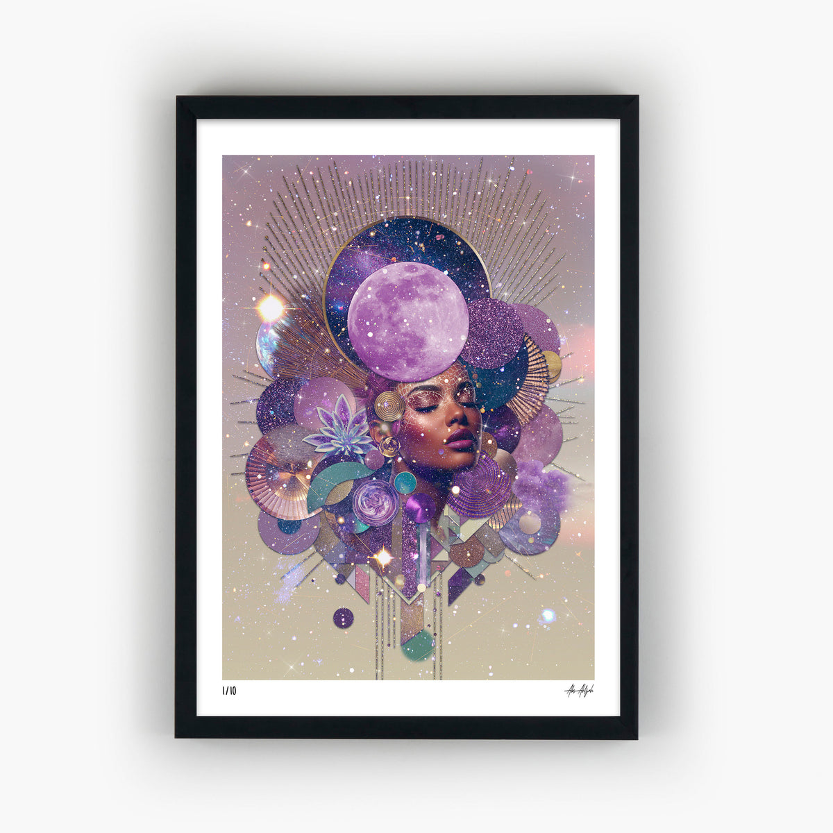 Selah - Goddess of the Violet Moon & Sacred Stars Giclée Print