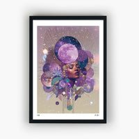 Selah - Goddess of the Violet Moon & Sacred Stars Giclée Print