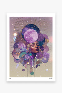 Selah - Goddess of the Violet Moon & Sacred Stars Giclée Print