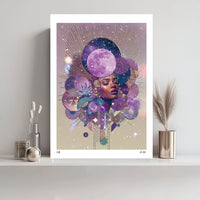 Selah - Goddess of the Violet Moon & Sacred Stars Giclée Print