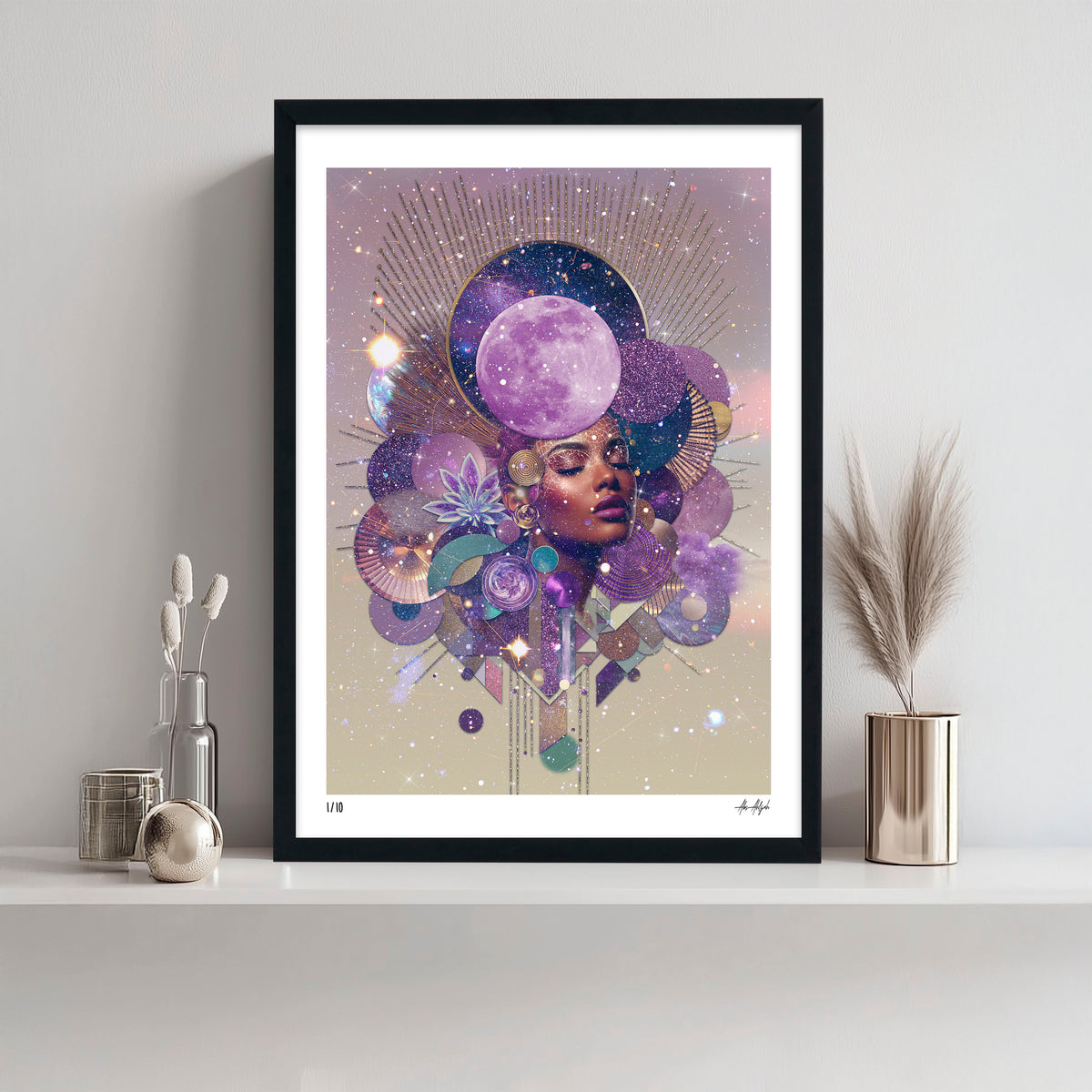 Selah - Goddess of the Violet Moon & Sacred Stars Giclée Print