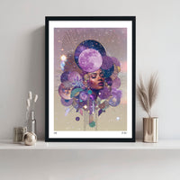 Selah - Goddess of the Violet Moon & Sacred Stars Giclée Print