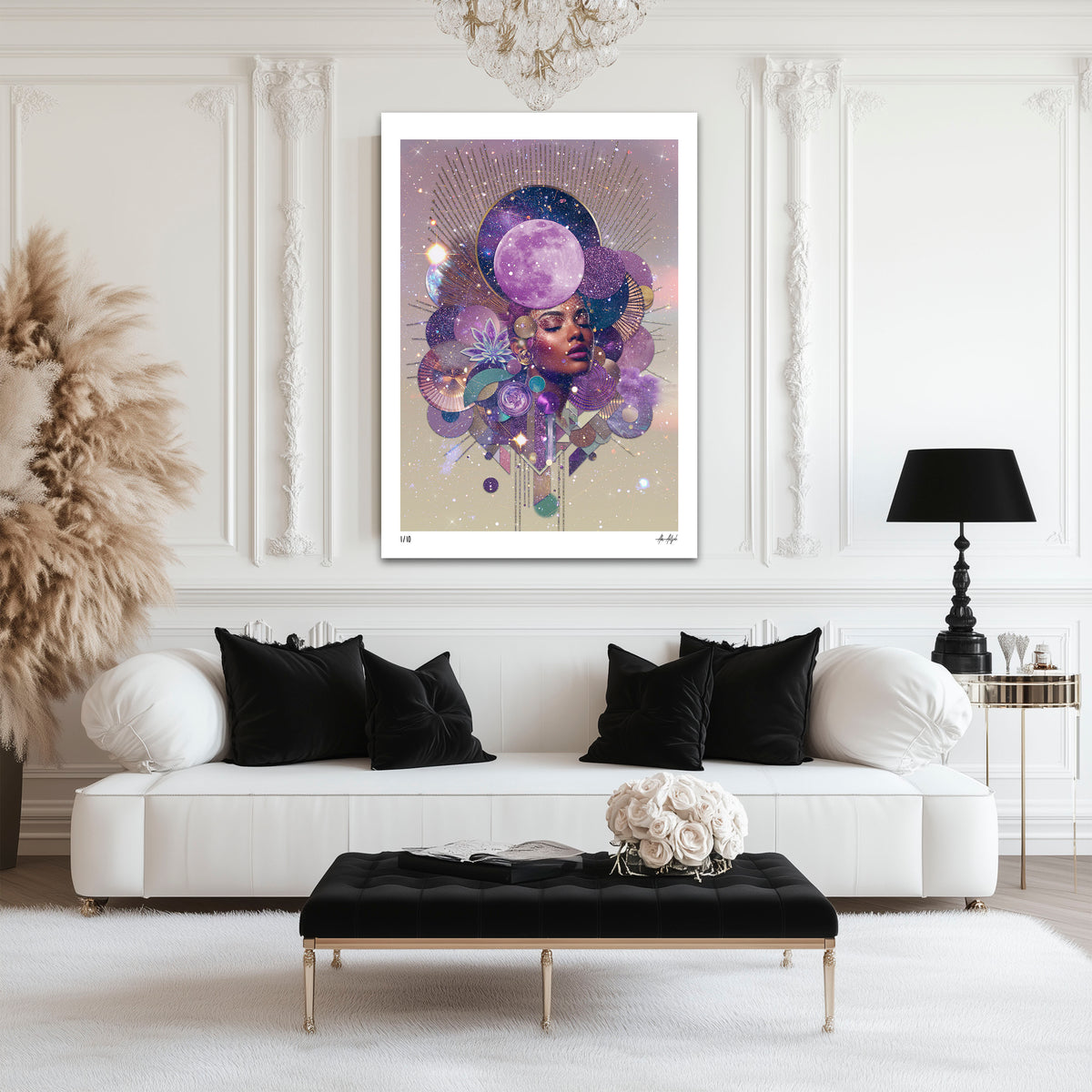 Selah - Goddess of the Violet Moon & Sacred Stars Giclée Print