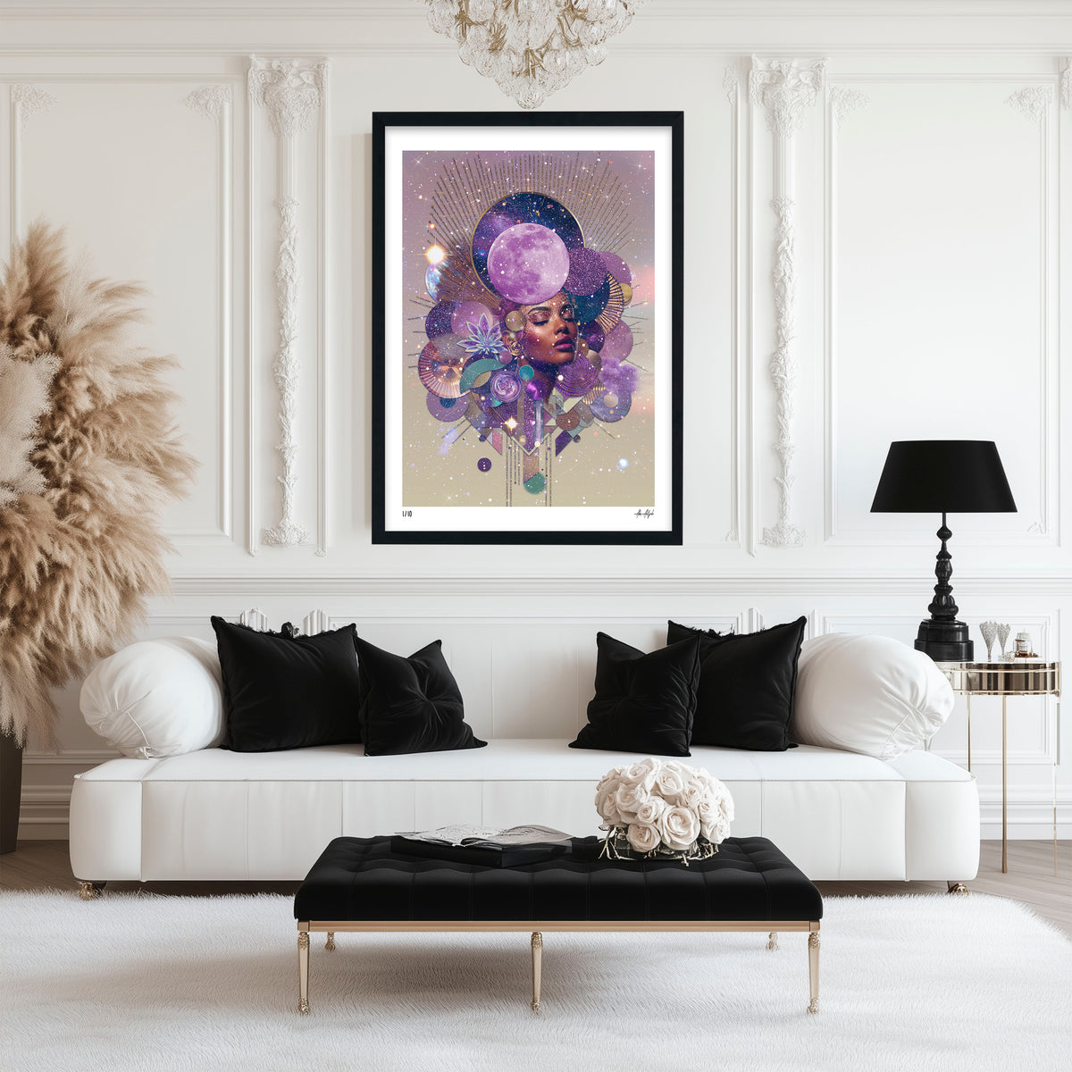 Selah - Goddess of the Violet Moon & Sacred Stars Giclée Print